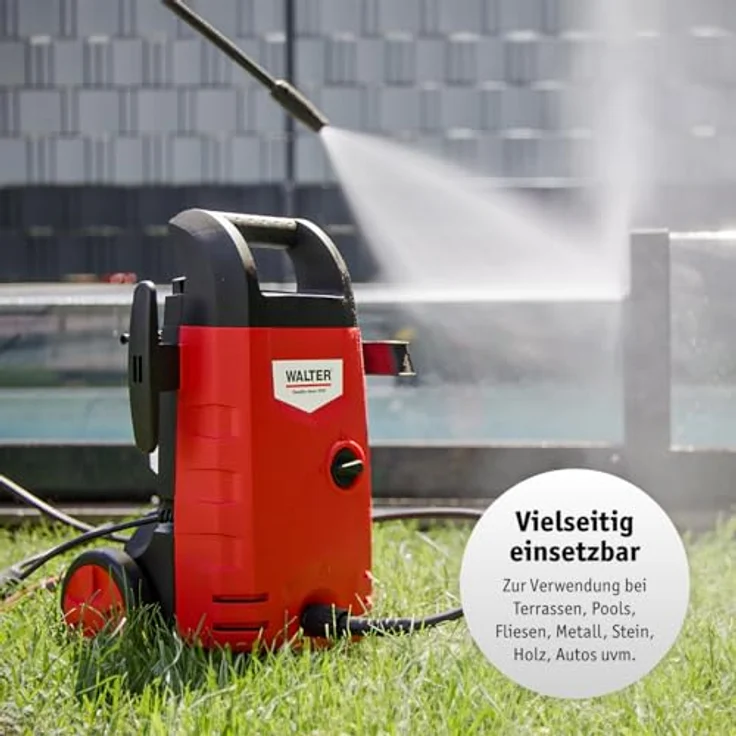 WALTER Hochdruckreiniger 230V 1400W, max 105bar, 6,5l-min, umfangreiches Zubehör, Einstellen der Strahlform – Bild 8