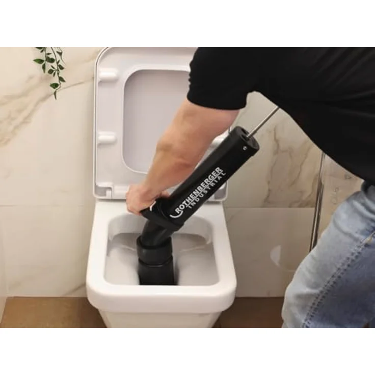 Rothenberger RoPump Power Saugdruckrohrreiniger, Handbetriebene Rohrreinigungspumpe für Waschbecken und Badewannen, Schwarz – Bild 3