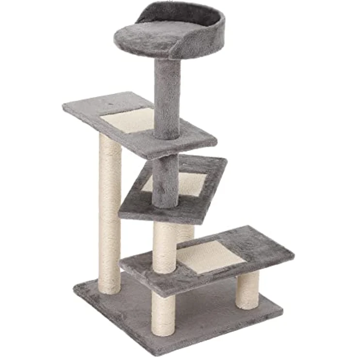PawHut Kletterbaum Katzenbaum Spielbaum Katzenkratzbaum Treppe 5 Schichte Beige Grau 48 x 48 x 99,5 cm (LxBxH) – Bild 1