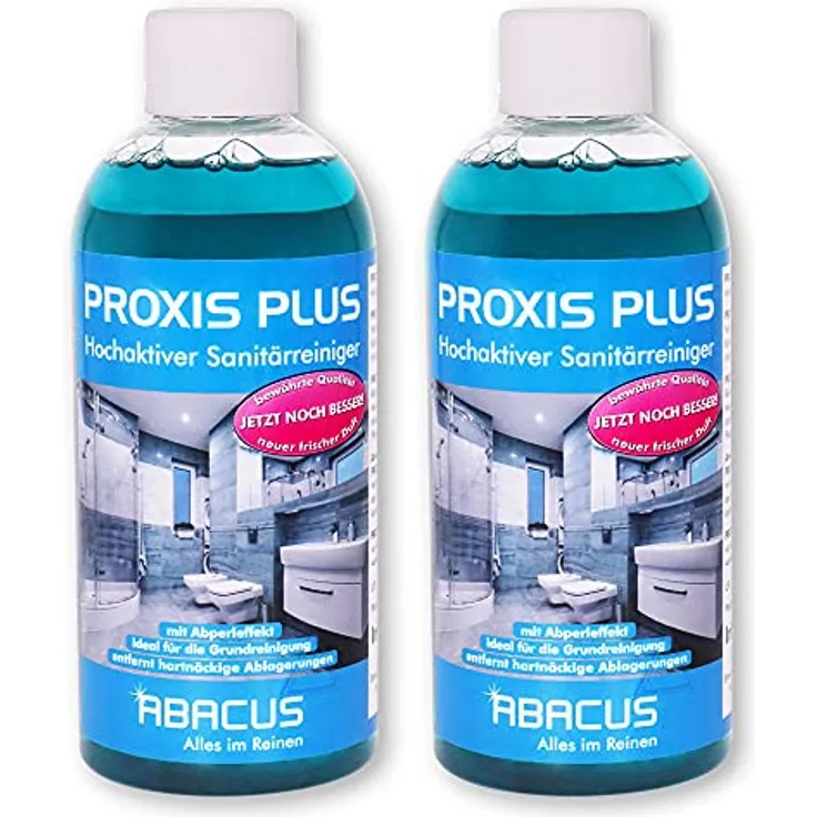 Badreiniger Konzentrat, Sanitärreiniger Konzentrat, Reiniger Bad, Reinigungsmittel Dusche, Reiniger-Konzentrat Badezimmer - ABACUS Badreiniger Power Konzentrat 2x 500 ml (7719.2)