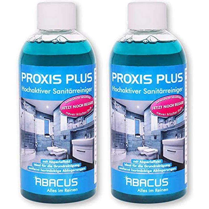 Badreiniger Konzentrat, Sanitärreiniger Konzentrat, Reiniger Bad, Reinigungsmittel Dusche, Reiniger-Konzentrat Badezimmer - ABACUS Badreiniger Power Konzentrat 2x 500 ml (7719.2) – Bild 1