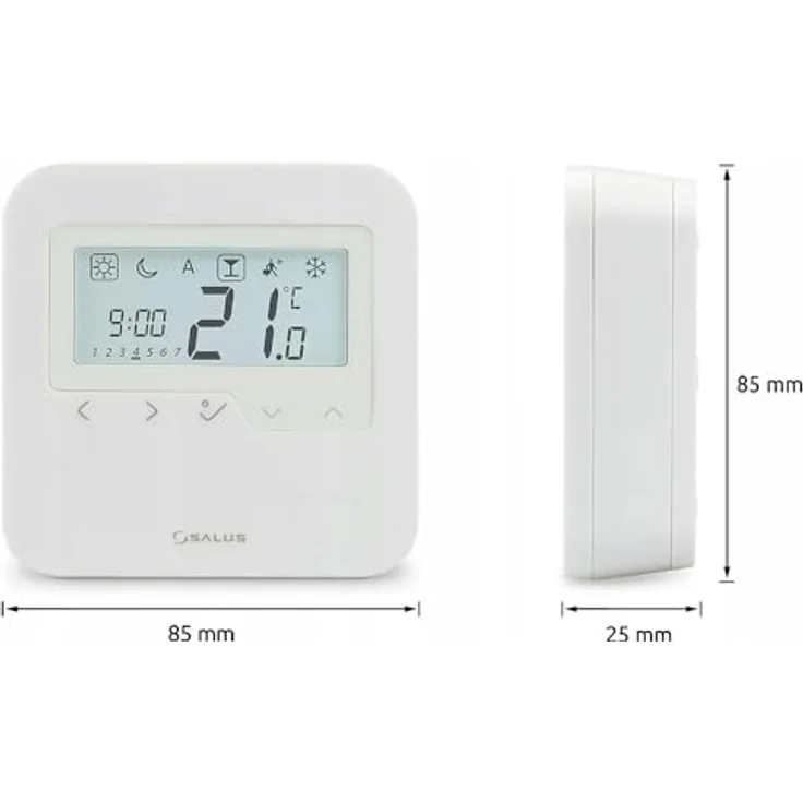 Salus HTRP230 Wöchentlich Raumthermostat, Elektronischer Temperaturregler 230V mit LCD-Display, Aufputz, Weiß, Frostschutzmodus und programmiertem Zeitplan – Bild 3
