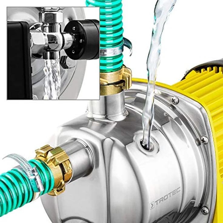 TROTEC Hauswasserwerk TGP 1025 ES ES, Pumpe 3300 l/h, 1000 W, 30 m Förderhöhe, Edelstahl, Auto-Restart, Auto-Stop, für Brauchwasserversorgung und Bewässerung – Bild 4
