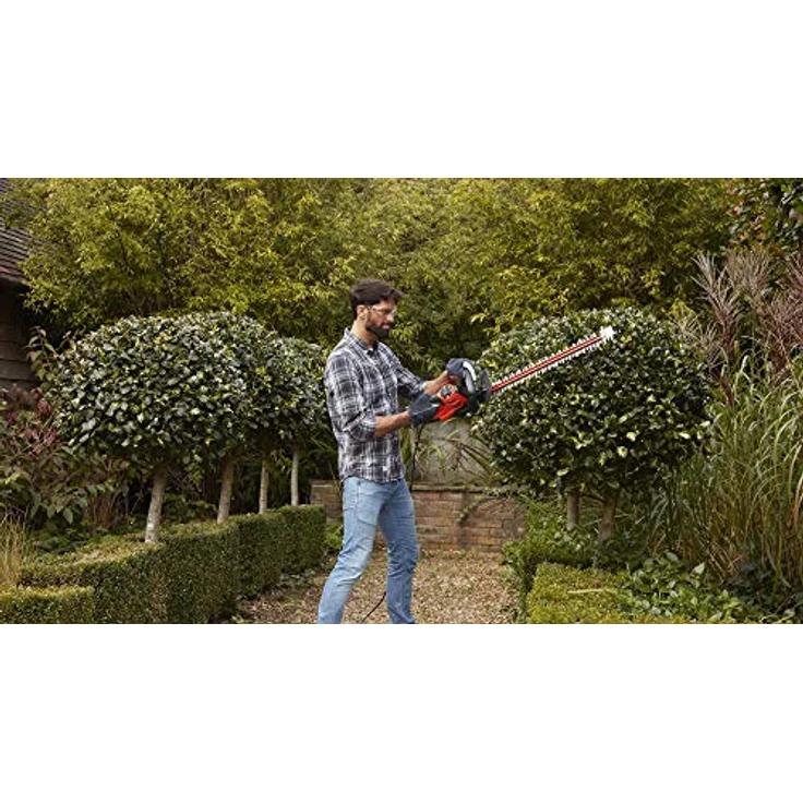 Black+Decker Elektro-Heckenschere (550W, 60 cm Schwertlänge, 25 mm Schnittstärke, Bügel-Zweithandgriff und transparentem Handschutz, für große Hecken) – Bild 5