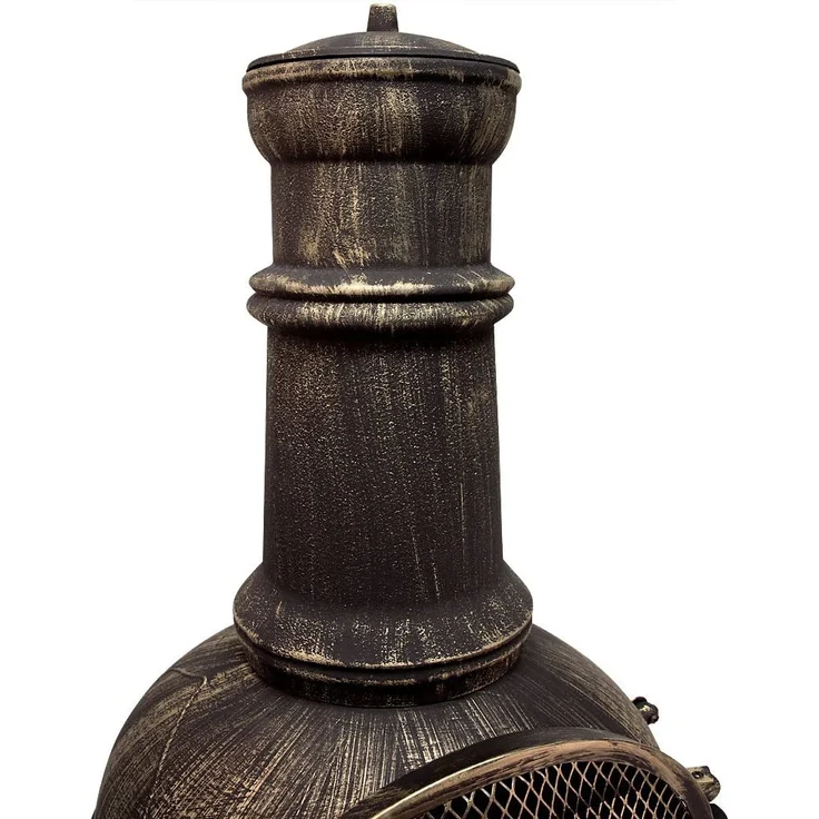 Deuba Terrassenofen aus Gusseisen Schürhaken 28kg Funkenfluggitter Gartenofen Gartenkamin Feuerstelle – Bild 3