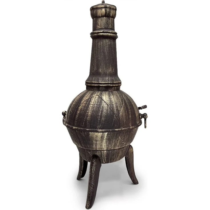 Deuba Terrassenofen aus Gusseisen Schürhaken 28kg Funkenfluggitter Gartenofen Gartenkamin Feuerstelle – Bild 2