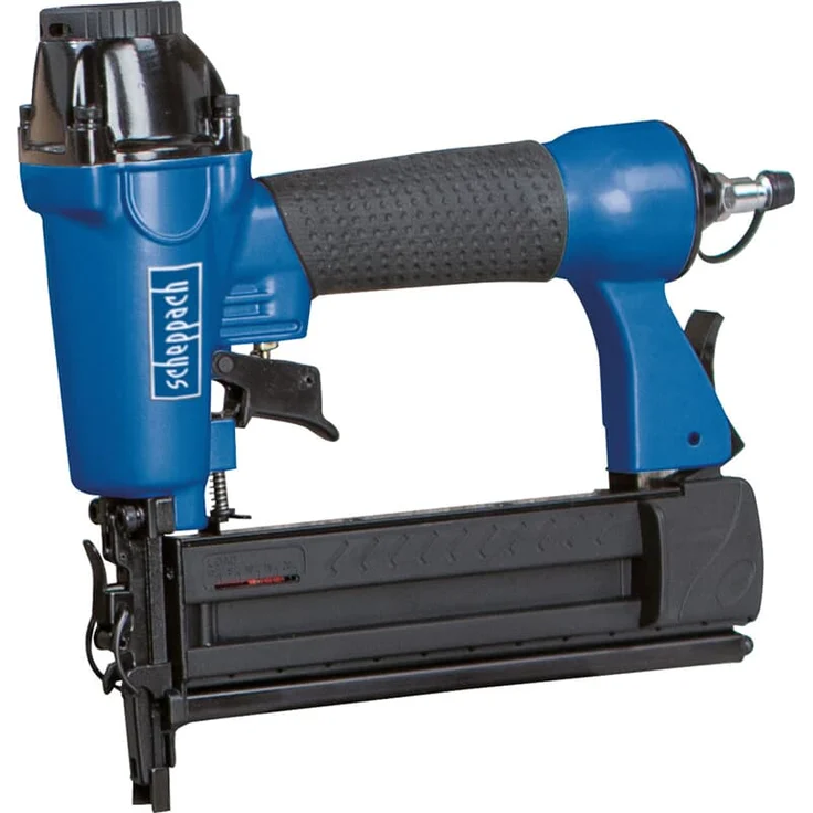 Scheppach Druckluftpistole 2in1 Klammer und Nagelpistole (Nägel bis 50mm, Klammern bis 40mm, Luftbedarf je Schuss 1,5L , Arbeitsdruck 8,3 bar, 360° Abluftführung) inkl. Zubehörset – Bild 2