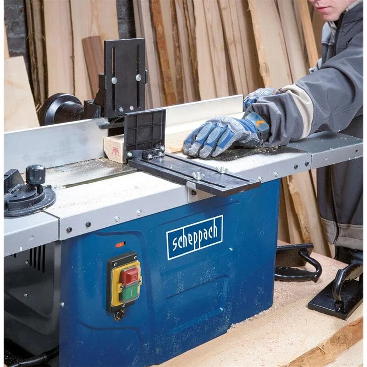 Scheppach Fräsmaschine HF50 Tischfräsmaschine | 1500W Leistung | Spannzangen von 6,8 bis 12mm | einstellbare Spindelhöhe max. 40mm | variable Drehzahlregulierung | inkl. Tischverbreiterungen – Bild 6