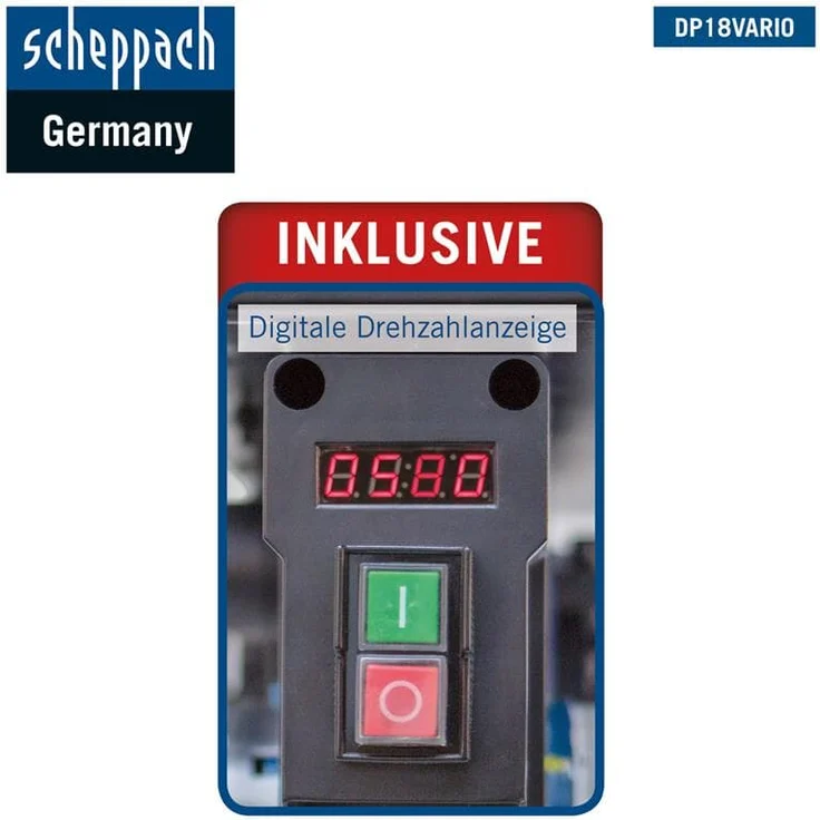 Scheppach Profi Säulenbohrmaschine DP18Vario (550 W, Gusseisen-Konstruktion, stufenlose Drehzahlregulierung, Bohrfutter 16mm, Laser, LED, inkl. Tischverbreiterung) – Bild 4