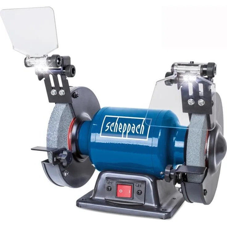 Scheppach 5903107901 Schleifgerät-Doppelschleifer SM150L, Schruppscheibe, Schlichtscheibe, Schleifstein, 400 W, 230 V, Bohrung Durchmesser : 150-12,7 mm