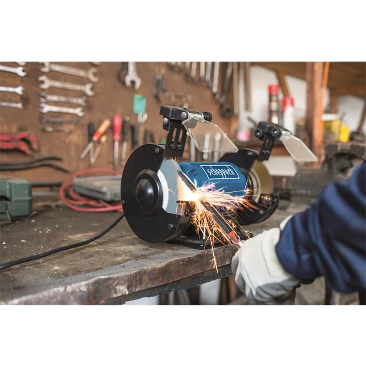 Scheppach 5903108901 Schleifgerät - Doppelschleifer SM150LB, + Schruppscheibe, Bürstenscheibe für vielfältigen Einsatz, 400 W, 230 V, Durchmesser 150 - 12,7 mm – Bild 8