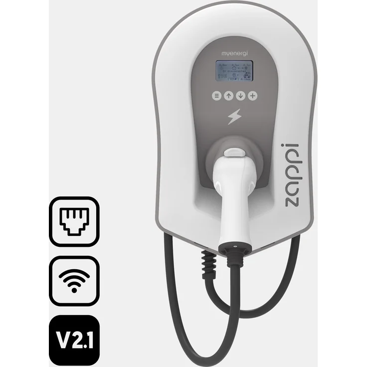 myenergi zappi Wallbox V2.1 (bis 22 kW) mit 6,5 m Ladekabel Typ 2 Stecker weiß – Bild 2