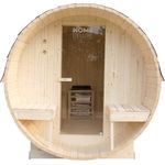 HOME DELUXE - Outdoor Fasssauna LAHTI DELUXE L - Maße: ca. 192 cm x 195 cm x 220 cm, Holz: Fichtenholz - inkl. Elektroofen und kompl. Saunazubehör I Gartensauna, Außensauna, Sauna für 4 Personen