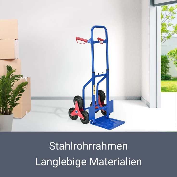 Juskys Treppensackkarre klappbar | 100 kg belastbar | Hartgummireifen | Kunststoff Griffe | Stahl – Bild 3