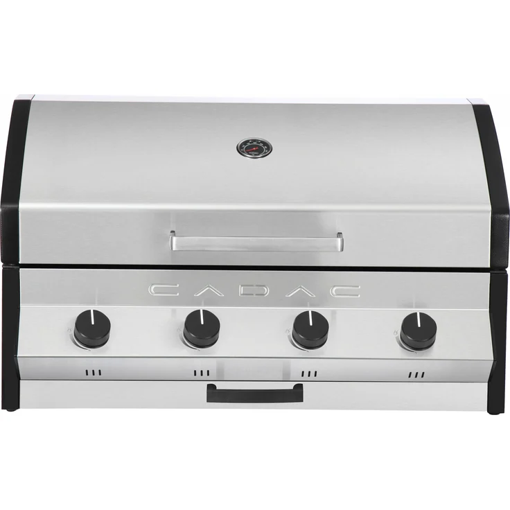 CADAC Meridian Einbaugrill Gasgrill, 4 Brenner, Edelstahl, mit Thermometer, mit Warmhalterost – Bild 4