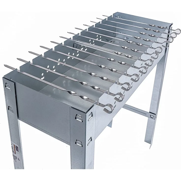 ACTIVA Mangal Schaschlik Grill Edelstahl 80x30 cm inkl. Grillrost und 12 Spießen
