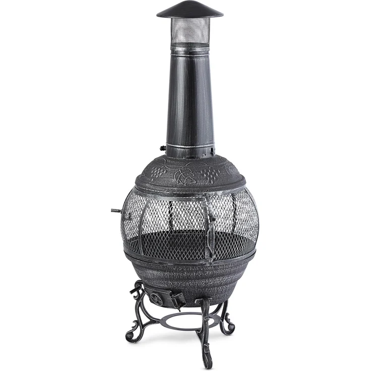 Flavius Gartenofen Terrassenofen Gusseisen/Stahl 140 cm Silberfarben Silber – Bild 6