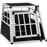 Juskys Alu Hundetransportbox M - 69×54×51 cm – Auto Hundebox robust & pflegeleicht, Gittertür verschließbar, Aluminium Transportbox für Hunde