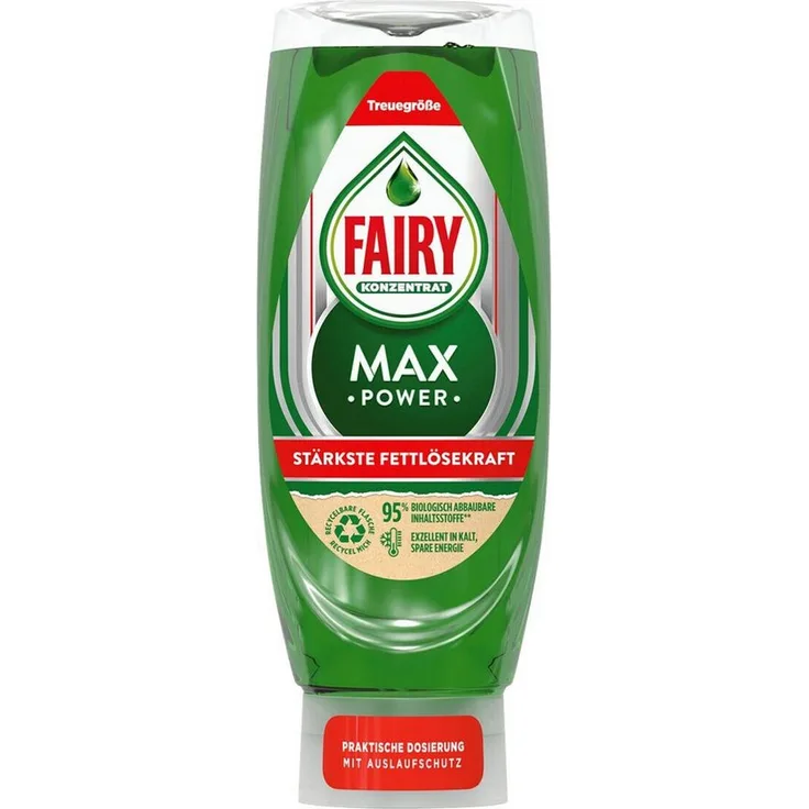 Fairy Max Power Geschirrspülmittel, hochkonzentriertes Spülmittel mit Auslaufschutz, 545 ml, biologisch abbaubar