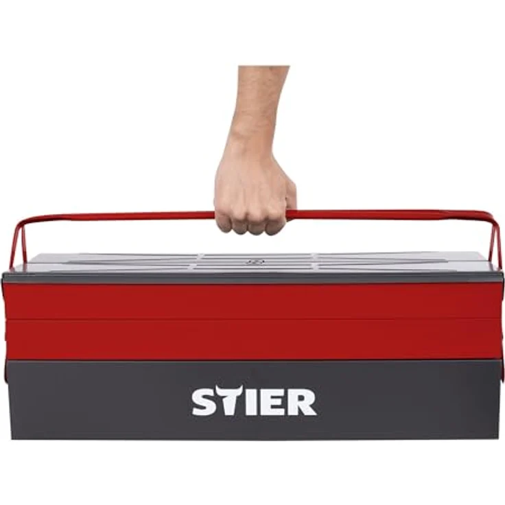 Stier Werkzeugkoffer, leer, Stabiler Metallkasten mit fünf Fächern, LxBxH 600x190x200 mm – Bild 6