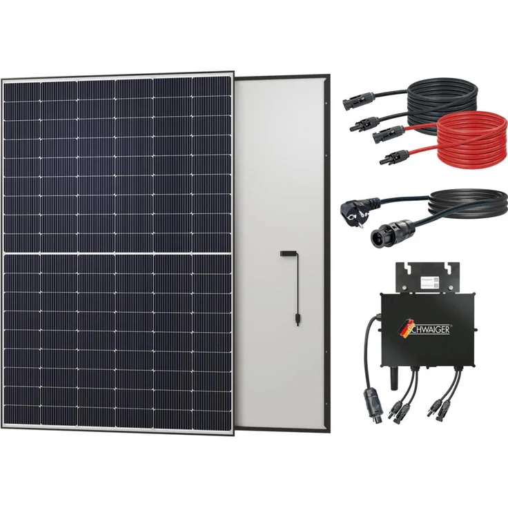 Schwaiger Balkonkraftwerk 860 Watt, Wifi-fähige Mini-Solaranlage mit 2 monokristallinen Solarpanels und NEPViewer-App
