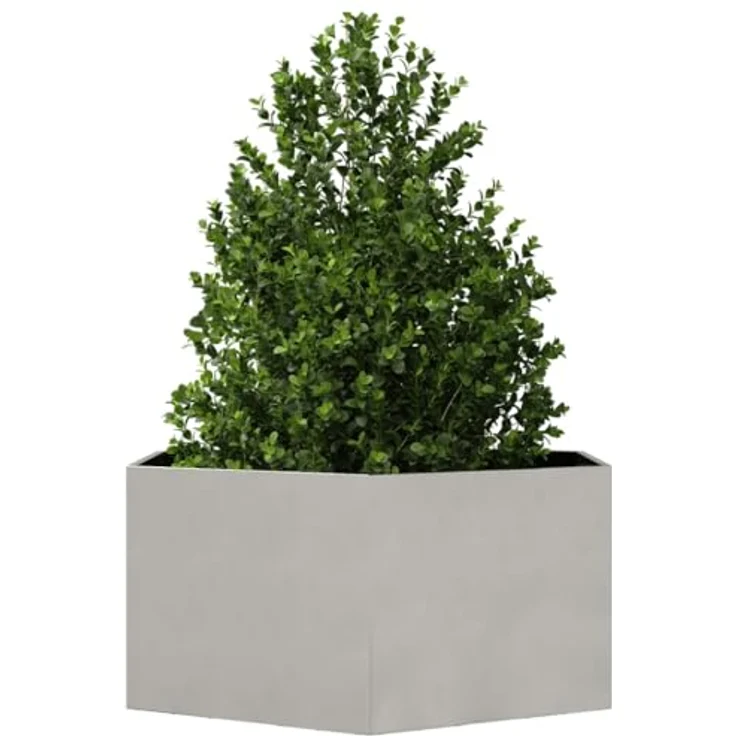 vidaXL Pflanzkübel Sechseckig 104x90x45 Edelstahl, Witterungsbeständig und mit erhöhtem Design – Bild 5