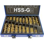 PeTools 170tlg. Spiral-Bohrer HSS-G TiN (1-10mm) mit Kreuzanschliff, Metallbohrer, Stahlbohrer