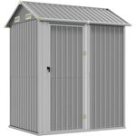 vidaXL Gerätehaus, Gartenhaus mit Schrägdach Tür, Gartenschuppen Schuppen mit Stauraum, Geräteschuppen Metallschuppen, Hellgrau 192x152,5x237 cm Verzinkter Stahl