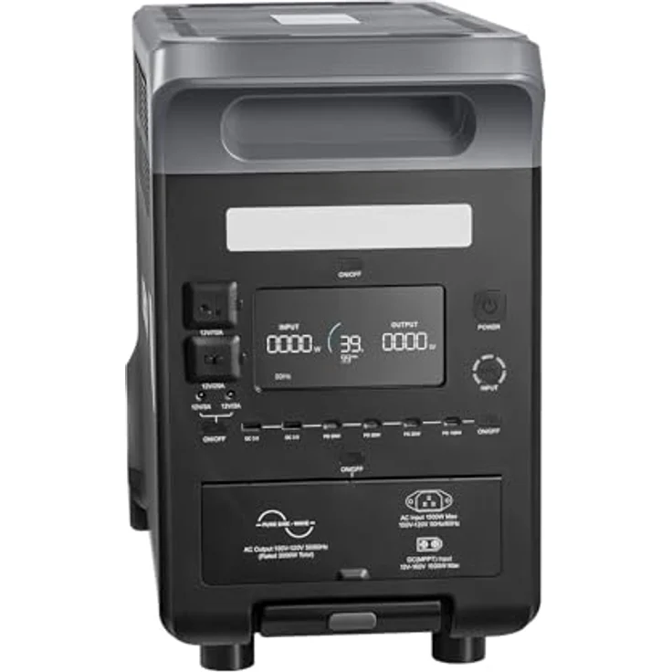 VEVOR Tragbare Powerstation LW3000, 3072 Wh LiFePO4 Akku, 3000 W Solargenerator mit 2 x 200 W Solarpanels und 13 Ausgängen, ideal für Notfälle, Camping und Reisen mit Wohnmobil – Bild 9