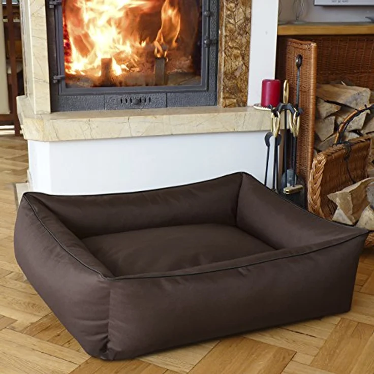 BedDog® Hundebett MAX, großes Hundekörbchen aus Cordura, waschbares Hundebett mit Rand, Hundesofa Vier-eckig, für drinnen, draußen, L, Chocolate, braun – Bild 5