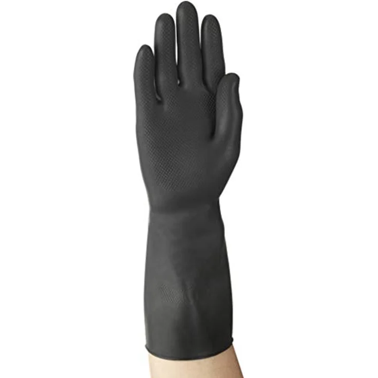 Comasec & Marigold Ansell Black Heavyweight G17K / 9.5 Naturgummilatexhandschuh, Chemikalien und Flüssigkeitsschutz, Größe 9,5, Schwarz (12 Paar pro Beutel) - Preisvergleich – Bild 3