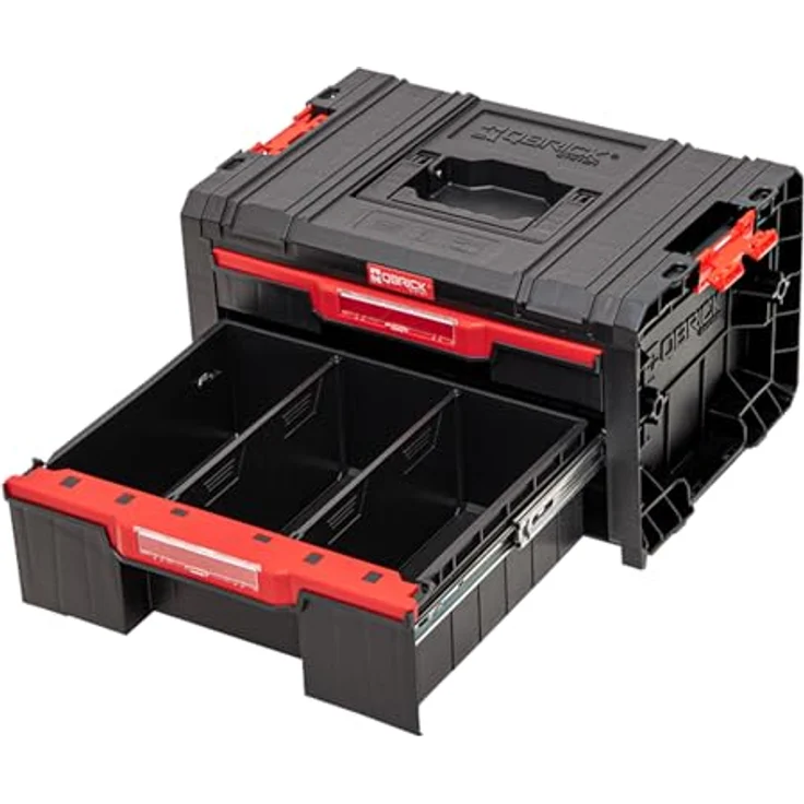 Qbrick System Pro Drawer 2 Toolbox 2.0, modularer Werkzeugkoffer mit 2 ausziehbaren Schubladen, 5 verstellbaren Trennwänden und automatischer Schubladensperre – Bild 3