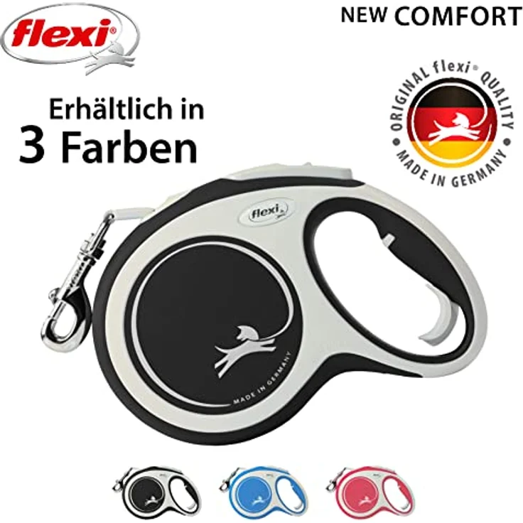 Flexi - Rollschnur New Comfort Band - 8 Meter Langes Kabel bis 50 kg - Schwarz - 1 Stück, Large – Bild 5