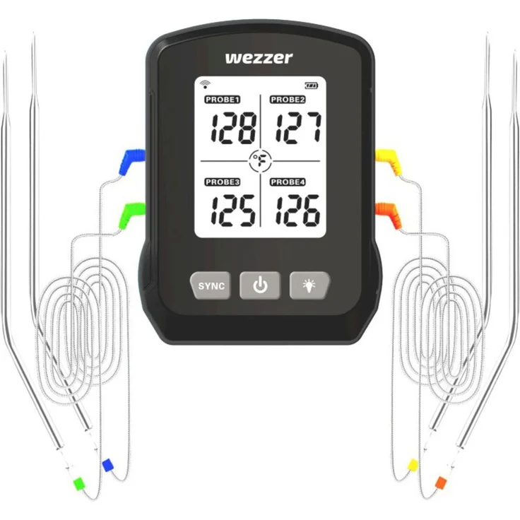 Levenhuk Wezzer Cook MT90 Küchenthermometer mit vier Thermosonden und Smart Life/Tuya Smart Mobile-App