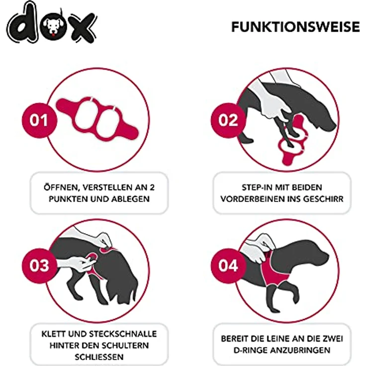 DDOXX Brustgeschirr Air Mesh, Step-In, reflektierend | viele Farben | für kleine, mittlere & mittelgroße Hunde | Hunde-Geschirr Hund Katze Welpe | Katzen-Geschirr Welpen-Geschirr | Pink, XS – Bild 4