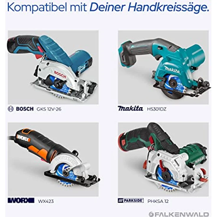 FALKENWALD ® Sägeblatt 85x15 mm, Multi Material Hartmetall Kreissägeblatt für Holz, Metall & Alu, kompatibel mit Bosch & Makita Sägewerken – Bild 3