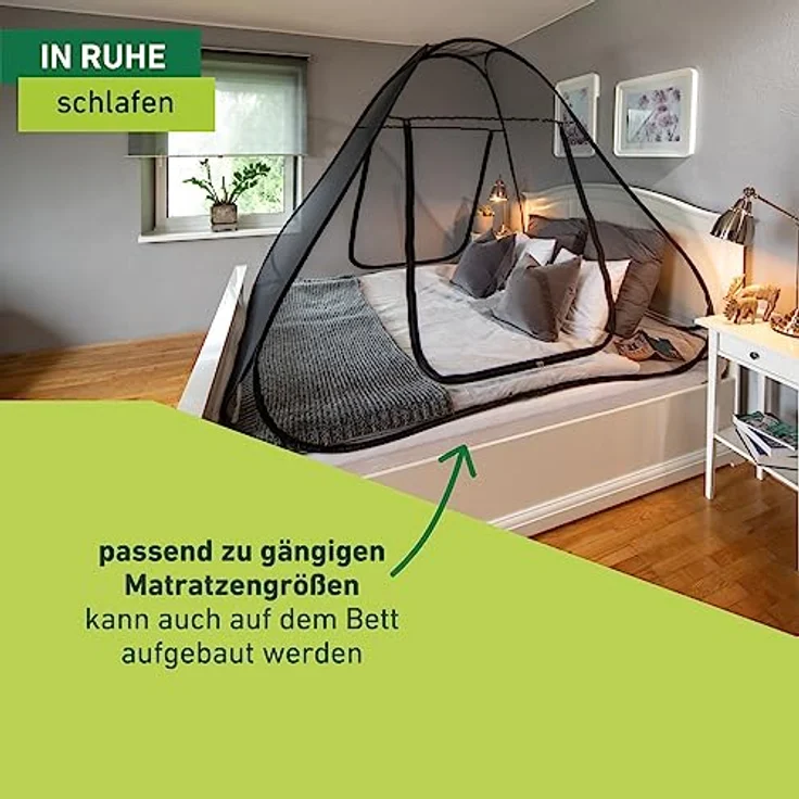 Windhager POP-UP Moskitonetz Zelt, großes Mückennetz für Doppelbett, Camping Netz, Insektenschutz, Mückenschutz, Bettnetz, Fliegennetz Zelt, 160 x 200cm, anthrazit, 03275 – Bild 5