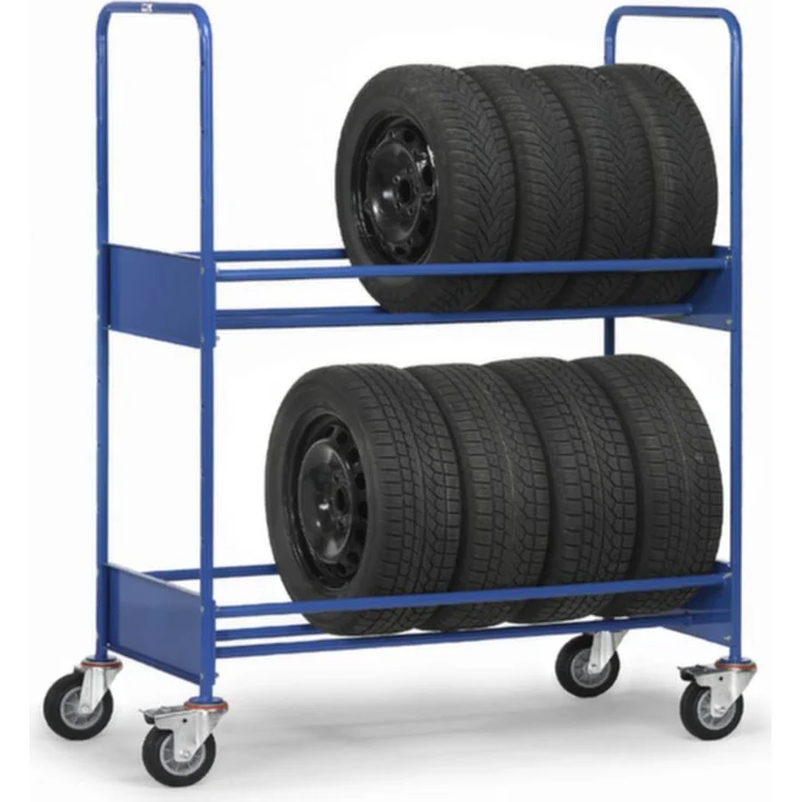 Fetra 4588 Reifenwagen, Stahl pulverbeschichtet, Traglast max. 500 kg, mit Vollgummi-Bereifung und 4 Lenkrollen