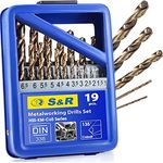 S&R Metallbohrer-Set 1-10 mm, 19-tlg. Bohrerset HSS-G, Cobaltlegiert, Hochleistungs- und Präzisionsbohrer, Spiralbohrer für Edelstahl, Gusseisen und Stahl, konischer Oberflächenschliff