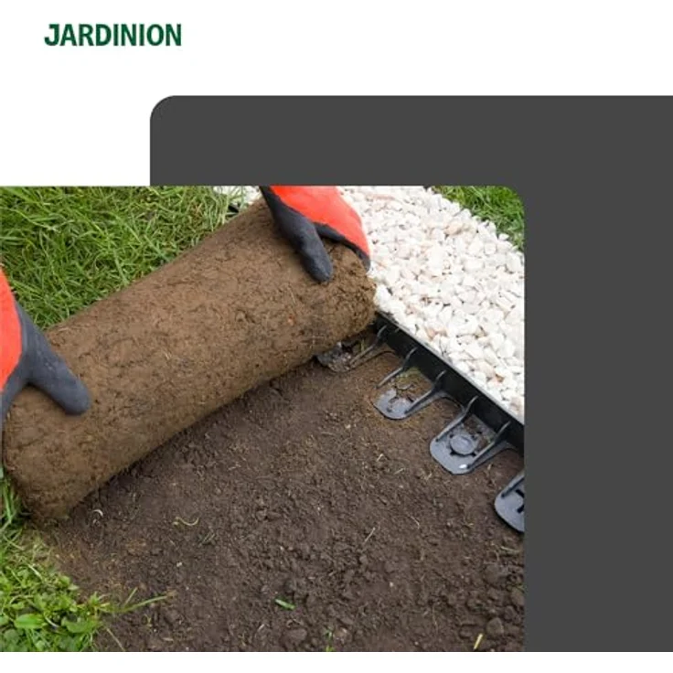 Jardinion Rasenkante Beeteinfassung aus 100% recyceltem PE/PP, flexible Umrandung für Gartenbeete und Kiesbeete, witterungs- und UV-beständig – Bild 5