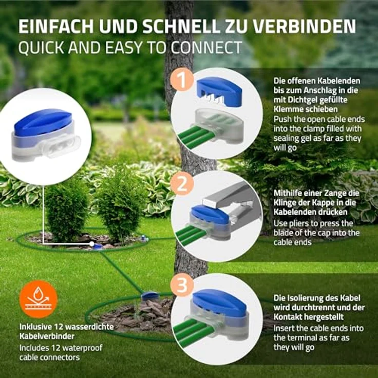 ECD Germany Mähroboter Begrenzungskabel, 50 m lang, witterungsbeständig und robust, Grün – Bild 5