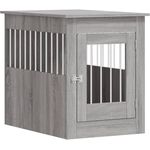 vidaXL Hundekäfig im Möbelstil, Abschließbar Hundebox mit Tür, Hundehütte Beistelltisch, Grau Sonoma 55x80x68 cm Holzwerkstoff