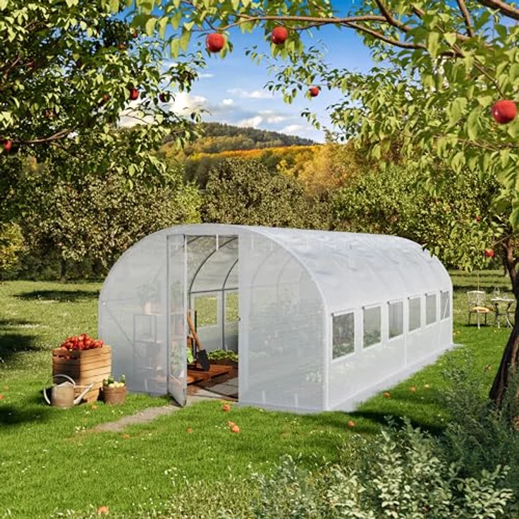 TOOLPORT Foliengewächshaus 3x6m Premium, schwenkbare Türkonstruktion, PE-Plane 180 g/m², weiß transparent, wind- und wetterfest – Bild 2