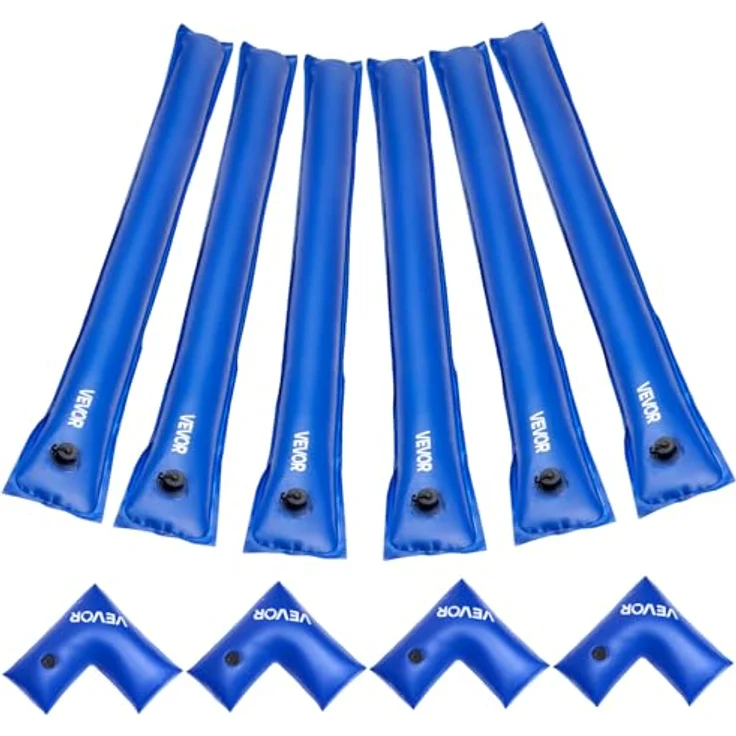 VEVOR Wassersäcke-Set, 6er-Pack 2,4 m Beschwerungssäcke & 4 Eck-Wassersäcke, 0,4 mm dicker PVC-Sack mit auslaufsicherem Ventil zur Winterbefestigung von Poolabdeckungen – Bild 1