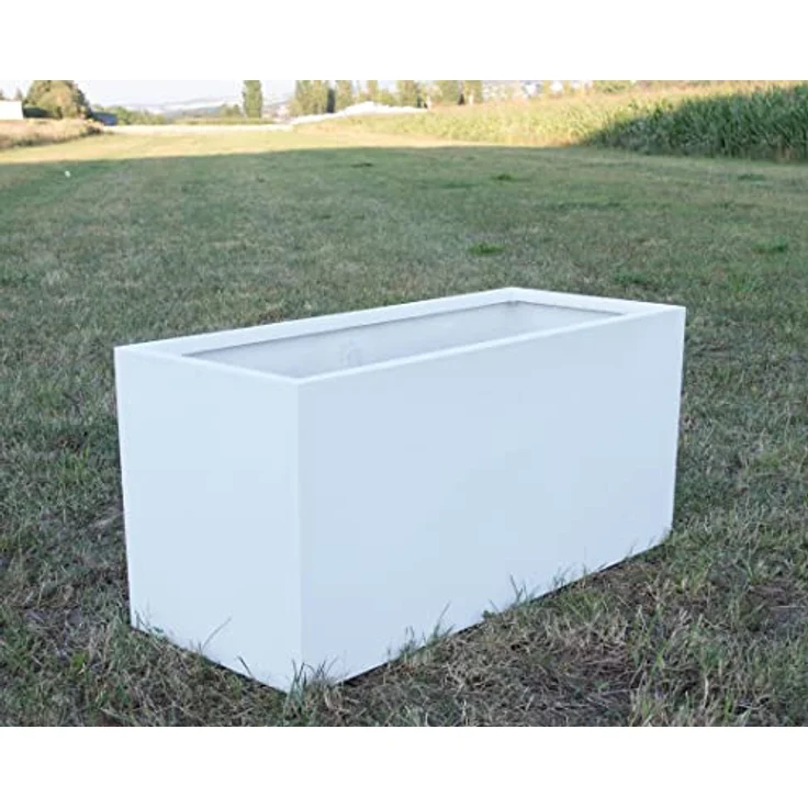 Elegant Einrichten Pflanzkübel Fiberglas Rechteckig 120x50x55cm, Perlmutt-Weiß, UV-beständig und wasserdicht – Bild 4