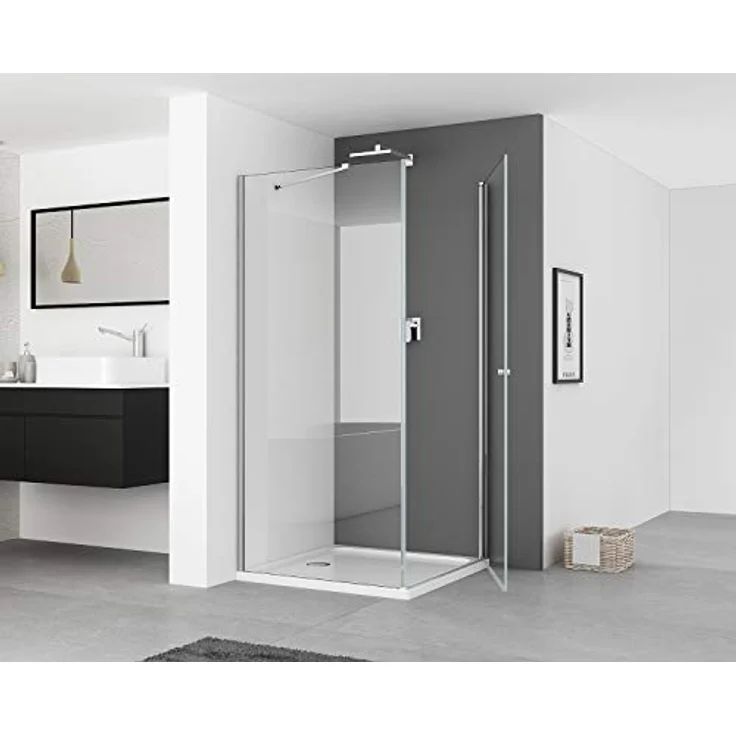 IMPTS Duschwand walk in dusche, glas Duschwand 2-teilig faltbar, Rahmenlos ESG Nano Glas, Breite: 70-120 cm, Höhe: 185-195 cm, Chrom/Aluminium/Edelstahl/Messing - Preisvergleich – Bild 2