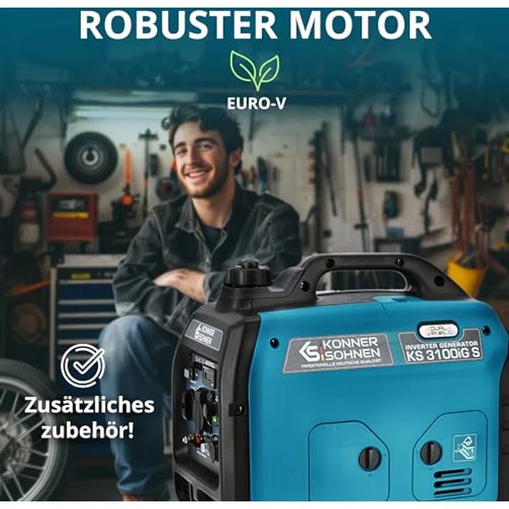 Könner & Söhnen LPG/Benzin-Inverter-Generator KS 3100iG S, 3100 W Höchstleistung, schallgedämmtes Gehäuse, 2 USB-Anschlüsse, ECO-Modus, Kupferwicklungen – Bild 8