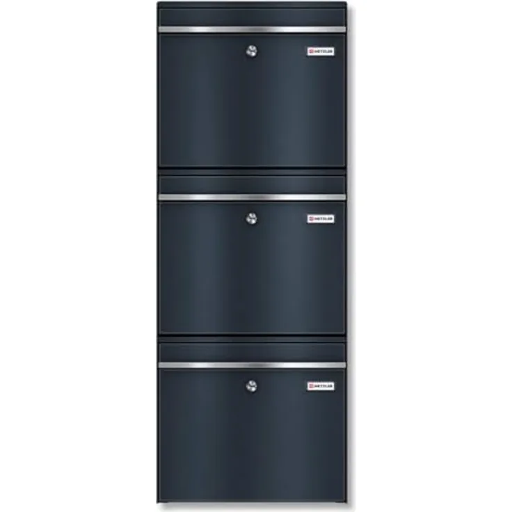 Metzler XXL dreifach Briefkasten aus massivem Stahl in Anthrazit RAL 7016 - mit austauschbarem Namensschild - Wandmontage - 780 x 687 x 116 mm - Horizontal Bk212