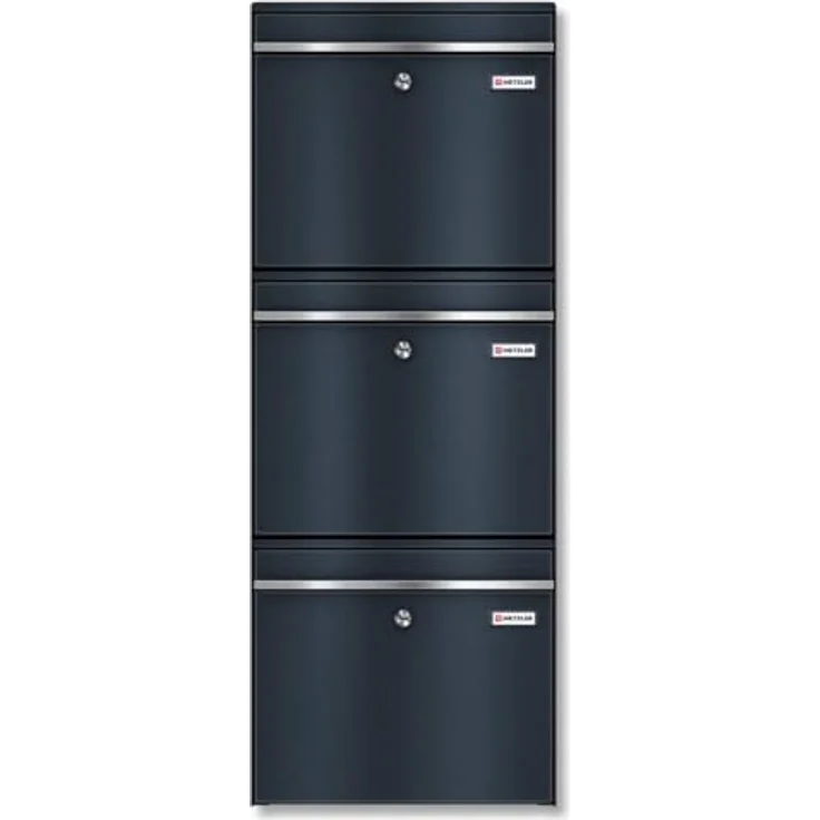 Metzler XXL dreifach Briefkasten aus massivem Stahl in Anthrazit RAL 7016 - mit austauschbarem Namensschild - Wandmontage - 780 x 687 x 116 mm - Horizontal Bk212 – Bild 1