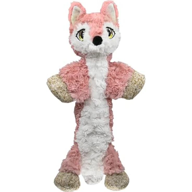 KONG Low Stuff Flopzie Flopzie, Tierspielzeug mit Fuchs-Design, Größe M, weich und mit mehreren Quietscher – Bild 1
